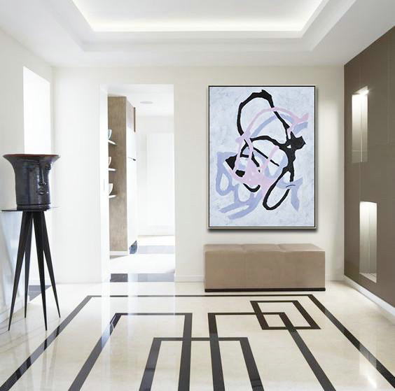 Abstract Painting Extra Large Canvas Art,Hand-Painted Black And White Minimal Painting On Canvas,Original Modern Art,Large Wall Art Handmade